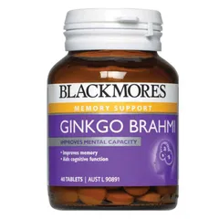Viên uống Blackmores Ginkgo Brahmi 40 viên - Hỗ trợ trí nhớ và giảm căng thẳng từ Úc, chiết xuất Bạch quả tự nhiên