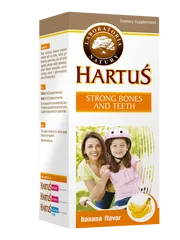 Canxi Hartus Strong Bones & Teeth cho trẻ từ 4 tháng, bổ sung canxi, vitamin D3, K hỗ trợ phát triển xương, răng chắc khỏe, hương vị chuối hấp dẫn