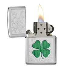 Bật Lửa Zippo Clover - Cỏ 4 Lá May Mắn Hàng Chính Hãng, Thiết Kế Độc Đáo, Quà Tặng Fan Thích Bật Lửa Cổ Điển