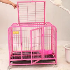 Lồng YD60 cho chó - Lồng sắt sơn tĩnh điện có bánh xe di chuyển, khay vệ sinh tiện lợi, phù hợp cho thú cưng dưới 20kg