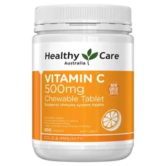 Viên nhai vitamin C Healthy Care của Úc 500mg - Bổ sung Vitamin C thiên nhiên, tăng cường sức đề kháng và làm đẹp da cho trẻ em và người lớn.