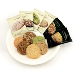 Bánh quy Moegino Nhật Bản cao cấp giòn tan - Hộp 60 gói vị đậu phộng, dừa, hạnh nhân, sữa trà xanh thơm ngon quà Tết lý tưởng