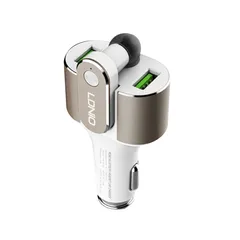 Tẩu Sạc Ô Tô Kiêm Tai Nghe Bluetooth LDNIO Chính Hãng - Thiết Kế Độc Đáo, Sạc Nhanh 4.2A, Âm Thanh Chất Lượng Cao