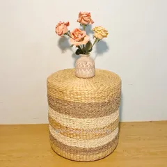 Đôn Lục Bình Đan Thủ Công Trang Trí Phòng Khách - Ghế Ngồi Bàn Để Đồ Tự Nhiên 40cm x 40cm, Thẩm Mỹ Cao và Thân Thiện Môi Trường
