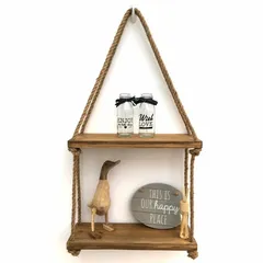 Kệ Gỗ Treo Tường Bắc Âu - Kệ Trang Trí Phòng Khách Độc Đáo Tiết Kiệm Không Gian, 40x13cm, Dây Treo Chắc Chắn
