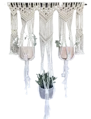 Bộ 3 Giỏ Treo Cây Đan Macrame Thủ Công - Trang Trí Nhà Cửa Vintage Độc Đáo, Vẻ Đẹp Tinh Tế Cho Không Gian Sống