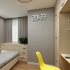 Đồng hồ Kỹ Thuật Số LED 3D Thông Minh Treo Tường & Để Bàn - Sang Trọng Cho Không Gian Nội Thất, Chế Độ Hiển Thị 12/24h, Hẹn Giờ