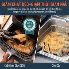Nồi chiên không dầu Cosori CP158-AF 5.5L 1700W - Thiết kế hiện đại, giảm 85% dầu mỡ, 11 chương trình nấu, bữa ăn ngon miệng dễ dàng.