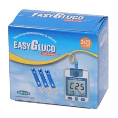 Que Thử Đường Huyết EasyGluco - Hộp 25 Que Thử Chính Xác Dành Cho Máy Đo Đường Huyết Tại Nhà, Kiểm Soát Mức Đường Máu Dễ Dàng