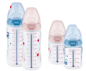 Bình sữa cảm biến nhiệt NUK PP cổ rộng, núm ty dẹt silicone an toàn cho trẻ sơ sinh - Tiện lợi, thông minh, phòng ngừa bỏng và đau bụng