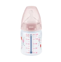 Bình sữa cảm biến nhiệt NUK PP cổ rộng, núm ty dẹt silicone an toàn cho trẻ sơ sinh - Tiện lợi, thông minh, phòng ngừa bỏng và đau bụng
