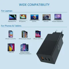 Bộ Sạc PD 65W 3 Cổng - Sạc Nhanh Cho iPhone, iPad, Macbook, Samsung, Laptop - Thiết Kế Gọn Nhẹ, Tương Thích Nhiều Thiết Bị