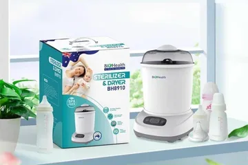Máy Tiệt Trùng và Sấy Khô Bình Sữa BioHealth BH8910 - Tiệt Trùng 8 Bình Cùng Lúc, Diệt 99.99% Vi Khuẩn, Bảo Hành 12 Tháng