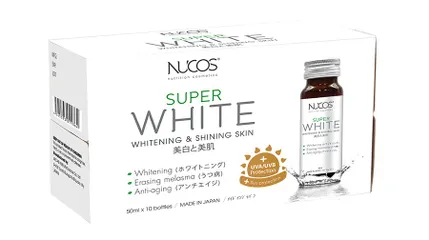 Nước Uống Trắng Da Nucos Super White Nhật Bản - Collagen & Vitamin C Hỗ Trợ Dưỡng Trắng Da, Hiệu Quả Giảm Nám, Đều Màu Da
