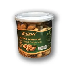 Hạt Điều Rang Muối Bazan Nguyên Hạt Tách Vỏ Sẵn - Hương Vị Tuyệt Hảo, Hộp 235g, 400g, 500g - Dinh Dưỡng Tốt Cho Tim & Xương