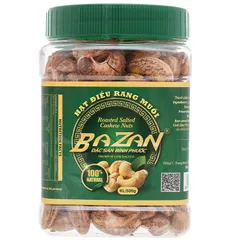 Hạt Điều Rang Muối Bazan Nguyên Hạt Tách Vỏ Sẵn - Hương Vị Tuyệt Hảo, Hộp 235g, 400g, 500g - Dinh Dưỡng Tốt Cho Tim & Xương