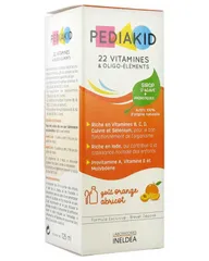 [Hàng nhập khẩu] Siro Pediakid 22 Vitamines cho trẻ từ 6 tháng - Vitamin tổng hợp 22 loại, dễ uống vị cam và mơ, tăng cường sức đề kháng, phát triển toàn diện.