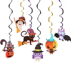 Set 6 Dây Treo Trang Trí Halloween Hình Xoắn Ốc - Trang Trí Bữa Tiệc Bí Ngô, Nhện, Dơi - Đồ Trang Trí Lễ Hội Kinh Dị