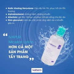 Nước Tẩy Trang Khoáng Chất Ivapur Micellar Lotion 250ml - Dành Cho Da Dầu và Da Hỗn Hợp Nhạy Cảm, Làm Sạch Sâu và Dịu Da