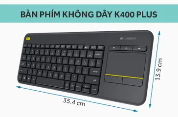 Bàn phím không dây điều khiển từ xa Logitech K400 PLUS - Phụ kiện máy tính tích hợp bàn di chuột, kết nối Bluetooth, thiết kế tiện dụng