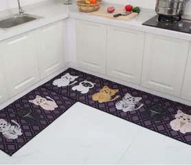 Bộ 2 Tấm Thảm Bếp Chống Trượt - Họa Tiết Độc Đáo, Kích Thước Lớn, Chất Liệu Siêu Thấm Hút Nước, Trang Trí An Toàn Cho Không Gian Sống