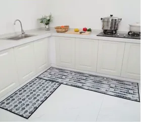 Bộ 2 Tấm Thảm Bếp Chống Trượt - Họa Tiết Độc Đáo, Kích Thước Lớn, Chất Liệu Siêu Thấm Hút Nước, Trang Trí An Toàn Cho Không Gian Sống