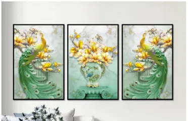 Bộ 3 Tranh Treo Tường Thiên Nhiên Hoa Lá - Trang Trí Nhà Cửa Hiện Đại, Bền Màu, Phong Cách Tinh Tế, Đa Dạng Kích Thước