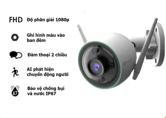Camera Wifi Ngoài Trời Ezviz C3N - Công Nghệ AI, Full HD 1080P, Có Màu Ban Đêm, Chống Nước IP67 - Giám Sát An Ninh Thông Minh