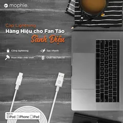 Cáp Lightning Mophie 1M Trắng - Kết Nối Chứng Nhận MFI Từ Apple, Tốc Độ Cao, Thiết Kế Bền Bỉ, Phụ Kiện Tương Thích iPhone/iPad