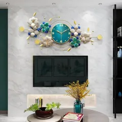 Đồng Hồ Treo Tường 3D Hình Hoa Lá Mã - Trang Trí Nội Thất Hiện Đại, Sang Trọng, Phong Cách Tinh Tế, Kích Thước 100x48 cm
