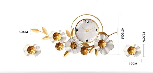 Đồng Hồ Treo Tường Decor Hoa Mai Vàng - Thiết Kế Hiện Đại, Sang Trọng, Kích Thước 93x45cm, Trang Trí Phòng Khách Ấn Tượng