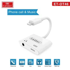 Jack chuyển 2in1 Earldom ET-OT46 - Hỗ trợ đàm thoại với cổng Lightning và AUX 3.5mm - Thiết bị tiện ích cho iPhone và tai nghe