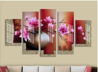 Tranh Ghép 5 Tấm Treo Tường Hiện Đại - Thiết Kế Phong Cảnh Hoa Lá Đẹp, Trang Trí Nhà Cửa Sang Trọng, Chất Liệu Formex Bền Bỉ