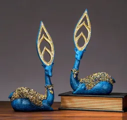 Tượng Trang Trí Cặp Hươu Phong Thủy - Decor Phòng Khách Sang Trọng, Tài Lộc, Sức Khỏe - Màu Vàng Xanh, Chất Liệu Cao Cấp