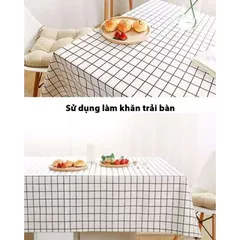 Vải Caro 1,5x2m trang trí phông nền chụp ảnh, khăn trải bàn đẹp - Chất liệu bền, màu trắng và đen, decor nội thất đa năng