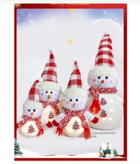 Người Tuyết Trang Trí Giáng Sinh Có Đèn LED - Phụ Kiện Noel Dễ Thương Với 3 Chế Độ Sáng, Tạo Không Gian Ấm Cúng  cho Dịp Lễ