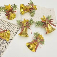 Set 6 Chuông Nơ và Lá Xanh Trang Trí Noel - Decor Giáng Sinh Tươi Mát Cho Nhà Cửa, Chất Liệu Nhựa Vải Cao Cấp