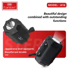 Loa Bluetooth Earldom A16 Tích Hợp Đèn Pin 2 Trong 1 - Âm Thanh Mạnh Mẽ, Thích Hợp Đi Ngoài Trời, Picnic, Tổ Chức Tiệc