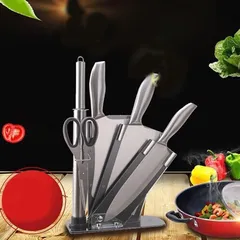 Bộ Dao Inox Seki 6 Món Cao Cấp Nhật Bản - Bộ Dụng Cụ Nhà Bếp Bền Bỉ & Sắc Bén, Kèm Khay Đựng Sang Trọng