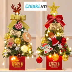 Cây thông Noel để bàn 45cm với đèn LED và phụ kiện trang trí - Tạo không khí Giáng Sinh ấm áp cho không gian sống