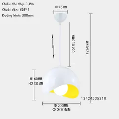 Đèn Trang Trí Thả Trần Hình Quả Trứng 30cm - Đèn LED Thiết Kế Đơn Giản Phù Hợp Quán Cà Phê, Bar, Nhà Hàng, Phòng Khách