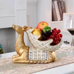 Đĩa để hoa quả hình hươu cao cấp trang trí nhà - Đính đá độc đáo, vật phẩm sang trọng cho không gian sống và quà tặng ý nghĩa