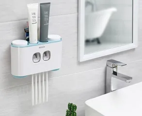 Hộp Nhả Kem Đánh Răng Tự Động Ecoco - Thiết Kế Treo Tường Dễ Dàng, 2 Ngăn Phân Loại Kem Đánh Răng Cho Gia Đình