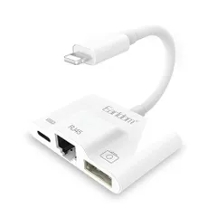 Jack Chuyển Lightning 3in1 Earldom OT53 - Kết Nối RJ45, USB 3.0, Tốc Độ Cao Cho iPhone, iPad, Phụ Kiện Số Chất Lượng