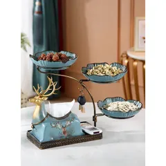 Khay Đựng Bánh Kẹo 3 Tầng Gốm Sứ - Hộp Giấy Phong Cách Bắc Âu Sang Trọng Cho Nội Thất Hiện Đại