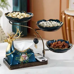Khay Đựng Bánh Kẹo 3 Tầng Gốm Sứ - Hộp Giấy Phong Cách Bắc Âu Sang Trọng Cho Nội Thất Hiện Đại