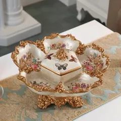 Khay Đựng Bánh Kẹo 5 Ngăn Có Nắp Bằng Sứ Cao Cấp - Trang Trí Tết Sang Trọng Cho Nhà Cửa, Quà Tặng Ý Nghĩa