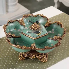 Khay Đựng Bánh Kẹo 5 Ngăn Có Nắp Bằng Sứ Cao Cấp - Trang Trí Tết Sang Trọng Cho Nhà Cửa, Quà Tặng Ý Nghĩa
