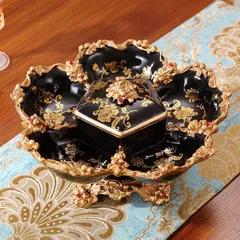 Khay Đựng Bánh Kẹo 5 Ngăn Có Nắp Bằng Sứ Cao Cấp - Trang Trí Tết Sang Trọng Cho Nhà Cửa, Quà Tặng Ý Nghĩa