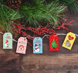 Set 100 Thiệp Giáng Sinh Dễ Thương - Họa Tiết Hoạt Hình Nhiều Màu Sắc, Kích Thước 7x4cm, Quà Tặng Lý Tưởng Dịp Lễ